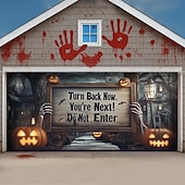  Halloween  Outdoor Garage Door Cover Skeletons Banner Large Tapestry Backdrop Decoration for Holiday Outdoor Garage Door Home Wall Decorations