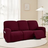baratos Cobertura de Sofa-Sofá reclinável de 3 lugares com design de malha 5x5 - sofá de estar para três pessoas com encosto baixo e estilo moderno