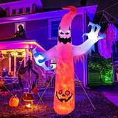 economico Halloween all&#039;Aperto-1 lampada gonfiabile da 2,4 m/8 piedi con striscia luminosa bianca a forma di fiamma per Halloween, modello ad aria, per interni ed esterni, cortile, giardino, prato, atmosfera di festa, spina