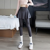 お買い得  プレーンレギンス-女性用 レギンス スコート 心地よいレギンス カジュアル アスレチック 全長 ハイライズ 平織り 弾性ウエスト 快適 ストリート 祝日 デイリーウェア ブラック ライトグレー 秋 レギュラー