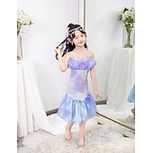baratos Fantasia de Menina-Semana do Livro 2026 A Pequena Sereia Cauda de Sereia Vestido de Princesa Aqua Vestido de Halloween Fantasia de Cosplay Fantasia para Festa Temática Cosplay Filme Cosplay para Meninas Fantasia Infantil Carnaval Baile de Máscaras