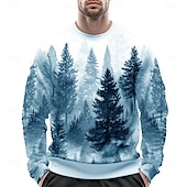 preiswerte 3D Muster-Herren Baum 3D-Druck Pullover Lässig Langarm Rundhalsausschnitt Weiß Blau Rundhalsausschnitt 3D Grafik Ganzjahres Designer