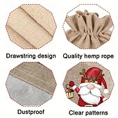 tanie Pakowanie prezentów-Zestaw 12 świątecznych torebek prezentowych z juty z losowymi świątecznymi wzorami, małe woreczki na upominki, idealne na święta Bożego Narodzenia i Nowy Rok