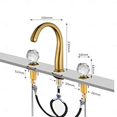  Robinet de lavabo - Classique / Séparé Électroplaqué Diffusion large Deux poignées trois trousBath Taps