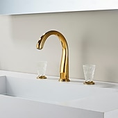 economico Rubinetti per lavandino bagno-Rubinetto per lavabo - Classico / Ampia diffusione Galvanizzato Rubinetto a tre fori Due maniglie tre foriBath Taps