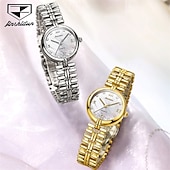 levne Quartz hodinky-Nové módní a trendy dámské hodinky Golden Shield jsou importovaný stroj s diamanty zdobeným kalendářem, retro tenký model s malým ciferníkem, vodotěsné, ležérní a sportovní, dámské, obchodní.