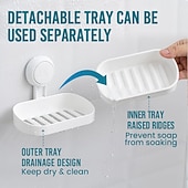 levne koupelnový organizér-Dvouvrstvý držák mýdla s přísavkou Taili, silný držák houbičky do sprchy, koupelny, vany a kuchyňského dřezu, bez vrtání, odnímatelný