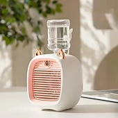 economico Articoli per la casa-Ventilatore portatile per bambini, mini ventilatore ricaricabile con design a forma di volpe, umidificatore con nebulizzatore, apparecchio da scrivania estivo, raffrescatore d&#039;aria portatile personale per uso domestico e in ufficio