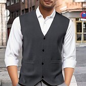 preiswerte Herren Strickjacke-Herren Pullunder Kleid Pullover Weste Strickware Strickjacke Weste Gerippt Stricken Normale Oberteile Tasche Knöpfe Einfach V Ausschnitt Mode Klassisch Urlaub Alltagskleidung Bekleidung Herbst Winter