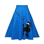 billiga Botten-Femtiotal Retro / vintage Grease-kläder Kjolar Pudelkjolar Tryck Maskeradkläder Dam Karnival Maskerad Ledigt / vardag Möhippa Vuxna Kjol