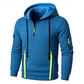 economico Felpa Tattica-Per uomo Felpa con cappuccio Felpa con cappuccio e zip corta Felpa con cappuccio in pile Felpa con cappuccio tattica Nero Borgogna Blu marino Blu Grigio Con Cappuccio Semplice Cerniera Sport