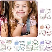 baratos kit de fazer miçangas-Conjunto de pulseiras de cristal faça você mesmo para crianças, kit para fazer joias com miçangas, design de desenho animado rosa, pulseira com pingentes artesanais, acessórios com caixa de presente
