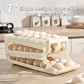 Недорогие Кухонная утварь и гаджеты-Двухслойный контейнер для яиц большой вместимости – контейнер для хранения в бытовом холодильнике, органайзер для продуктов на кухонной столешнице, в шкафу и холодильнике, вмещает около 40–48 яиц