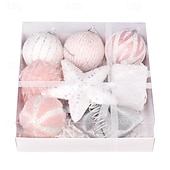 זול קישוטים-18 יחידות כדורי עץ חג המולד קישוטים, קישוט חג המולד, כדורי קצף ורודים פרימיום &amp;סט תליית כוכב בצמרת העץ