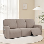 baratos Cobertura de Sofa-Sofá reclinável de 3 lugares com design de malha 5x5 - sofá de estar para três pessoas com encosto baixo e estilo moderno