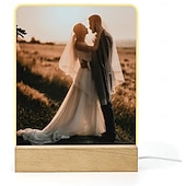 billige Gaver-Personlig nattlys med foto, tilpasset gave, akryl LED-dekorasjon, USB-drevet, varm hvit, legg til bildet ditt, den perfekte julegave til bestevenner, elskere og familie