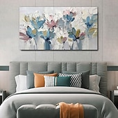 olcso Virág-/növénymintás festmények-kézzel festett absztrakt virágos olajfestmények, vászonra kézzel készített virágok és növények otthoni nappali dekorációhoz, keret nélkül