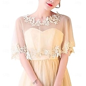 abordables Chal de Capa-Chaquetas de bolero de encaje para novia, boda, chal, fiesta formal, graduación, noche, capa para novia, dama de honor, encogimiento de hombros