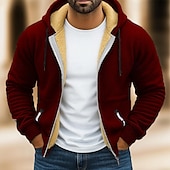 abordables Sudadera con capucha de vellón-Hombre Sudadera Sudadera con capucha y cremallera completa Sudadera con capucha de lana Sudadera con capucha forrada de polar Rojo tinto Negro Blanco Verde Ejército Azul Marino Con Capucha Plano