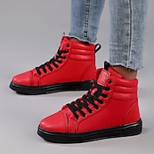 cheap Men&#039;s Sneakers-Men&#039;s Green Faux Leather High-Top Sneakers with Black Sole, Fashion Lace-Up Casual Shoes for Streetwear, Parties and Daily Wear