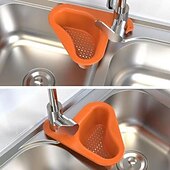 cheap Kitchen Utensils &amp; Gadgets-3pcs Kitchen Sink Drain Basket Swan Drain Rack, Triangular Corner Sink Strainer, Saddle Design Hanging Filter Basket for Fruits, Vegetables, and Food Waste, No Drilling Required
