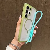 お買い得  サムスン用ケース-電話 ケース 用途 サムスンのギャラクシー S25 Ultra Plus S25エッジ S24 Plus バックカバー ストラップ付き ワイヤレス充電をサポート 耐衝撃 レトロ風 TPU アクリル
