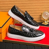 preiswerte Freizeit-Loafer-Braune Herren-Loafer mit Krokodilmuster und Quasten – luxuriöse Slipper für Business, Abendpartys und formelle Anlässe