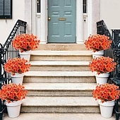cheap Thanksgiving &amp; Fall Decoration-12 Bundles Fall Faux Mums for Outdoor Planters Artificial Fake Mums Fall Decorations for Outdoors Home Fall Autumn Faux Silk Flowers Plants Look Real UV Resistant for Outside Home Porch Patio