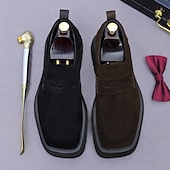 halpa Ensiluokkaiset nahkaiset loaferit-miesten naudannahkaiset mokkanahkaiset loaferit - klassiset business-rennot slip-on-pukukengät toimisto- ja juhlakäyttöön