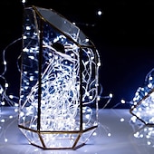 abordables Guirlandes lumineuses à piles-2m Guirlandes Lumineuses 20 LED Blanc Chaud Blanc Rouge Lumières de fil de cuivre Halloween Étanche Vacances Alimenté par piles