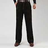 preiswerte Schlank-Herren Anzughose Cordhose Hose Chinos Tasche Knöpfe Einfach Komfort Formell Party Arbeit Mode Klassicher Stil Schwarz Marineblau Mikroelastisch
