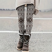 economico -Per donna Pantaloni Leggings Leggings comodi Casual Boho Lunghezza intera Vita Alta Geometria Elastico in vita Stampato Traspirabilità Confortevole Elasticizzato Vacanza Streetwear Abbigliamento