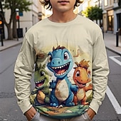 billiga Pojkens 3D-djur-Pojkar 3D Dinosaurie T-shirt Långärmad Vår Höst Mode Grundläggande Barn 4-12 år Rund hals Utomhus Ledigt Dagligen Normal