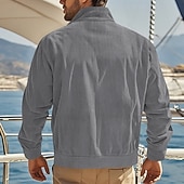 baratos Casacos &amp; Sobretudos para Homem-Homens jaqueta leve Jaqueta de Veludo Jaqueta Carga Jaqueta casual Férias Diário Respirável Bolsos Primavera Outono Tecido Moda Clássico Colarinho Chinês Padrão Adamascado Preto Verde Escuro Marron