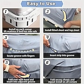 cheap Home Storage &amp; Hooks-4Pcs Bed Sheet Holders with Adjustable Elastic Strips Fasteners for Corners and Sides Secure Fit for Mattress Ideal for Side Sleepers And Restless Partners