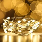 abordables Lumières de Noël-Guirlande lumineuse élégante à 10 LED pour réception de mariage, 1 m, 10 LED, fil de cuivre, alimentée par batterie, pour Noël, fête, mariage, décoration de la maison, sans batterie
