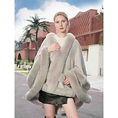 billige Pelssjal-Pelssjal Plus Size Curve Hold Varm Ermeløs Flaggermusermer Polyester Bryllup Wrap Med Ren Farge Til Spesiell Leilighet Høst vinter
