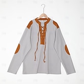 economico T-shirt in maglia waffle-Per uomo Maglietta Maglia Henley Maglietta a Maglia Waffle Camicia a Maniche Lunghe Manica Lunga Collo alla coreana Collo con lacci Primavera &amp; Autunno Blocco di colori Moda Designer Essenziale
