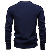 billige Herre Elite Genser og Cardigans-Herre Pullover genser Vaffelstruktur Strikke Crewneck عادي Crew-hals Årgang Kul Skole Feriereise Klær Raglan Ermer Vår Høst Mørk Marineblå Kakifarget S M L