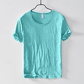 abordables T-shirts en Coton et Lin-Homme T-shirt en coton T-shirt Manches courtes Col ras du cou Été Uni Mode Designer Basique Style Classique Vacances Rue Sortir Blanche Noir Bleu T-shirt haut de gamme pour homme