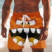 billiga Retro Vintage &amp; Etik-Herr 3D-seriefigur Le ansikte Stora ögon Badshorts Boardshorts Medium Midja Rolig Utomhus Semester Vardag Sidfickor Mesh foder Elastisk dragsko i midjan Designer Kläder