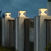 رخيصةأون ضوء البريد-مصباح حائط خارجي LED مربع أبيض دافئ مصباح عمود خارجي مقاوم للماء مصابيح عمود الفناء للمنزل والشرفة والفناء الخارجي والمرآب والفناء الخارجي مصابيح عمود الفانوس