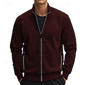 abordables Sudadera con capucha de vellón-Hombre Sudadera Sudadera de polar Sudadera con cremallera completa Verde Ejército Burdeos Gris Claro Gris Oscuro Cuello Mao Plano Cremallera Deporte Casual Diario Ropa de calle Fresco Ropa deportiva