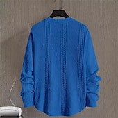 billiga Basic sweatshirts-Herr Tröja Vit Rund hals Slät Jacquard Dagligen Sport &amp; Utomhus Helgdag Polyester Streetwear Grundläggande Ledigt Vår Höst Kläder Pull Tröjor Långärmad