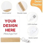 billige Gaver-Personlig nattlys med foto, tilpasset gave, akryl LED-dekorasjon, USB-drevet, varm hvit, legg til bildet ditt, den perfekte julegave til bestevenner, elskere og familie