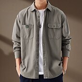 economico Cime-Per uomo camicia cargo Camicia da escursionismo Manica Lunga Collo ripiegato Top Esterno Traspirante Cotone Nero Caffè Grigio Caccia Allenamento Viaggio