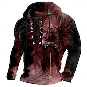 levne Halloween mikiny a svetry-Halloween Pánské Chmurný sekáč 3D tisk Žací stroj Mikina Punk Přehnaný Dlouhý rukáv Tričkový Klub Streetwear Jezerní modrá Černá Šňůrky Podzim Zima Návrhář