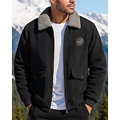 Men's Bomber Jacket Fleece Jacket Winter Outdoor Thermal Warm Fleece Jackets Full Zip Hunting Fishing Climbing Black Army Green Khaki Grey cheap Fleece & 3 in 1 Jackets-Men's Bomber Jacket Fleece Jacket Winter Outdoor Thermal Warm Fleece Jackets Full Zip Hunting Fishing Climbing Black Army Green Khaki Grey