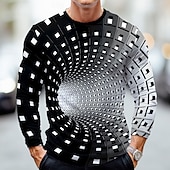 billige 3D T-skjorter-Herre 3D Print 3D T skjorte Langermet T skjorte 3D-utskrift Crew-hals Skjorte Mote overdrevet Gate Daglig Svart Blå Grønn Sommer Vår Høst Klær S M L XL XXL XXXL