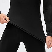 お買い得  トラックスーツ-男性用 ワークアウトスーツ ベースレイヤー上部と下部 2ピーススポーツセット フリース裏地付き ソリッド スーツウェア 秋冬 ブラック ホワイト スパンデックス ジム バスケットボール アスレチック ハイウエスト 速乾性 ウォーム 高通気性 長袖 スポーツ アクティブウェア マイクロエラスティック タイトフィット